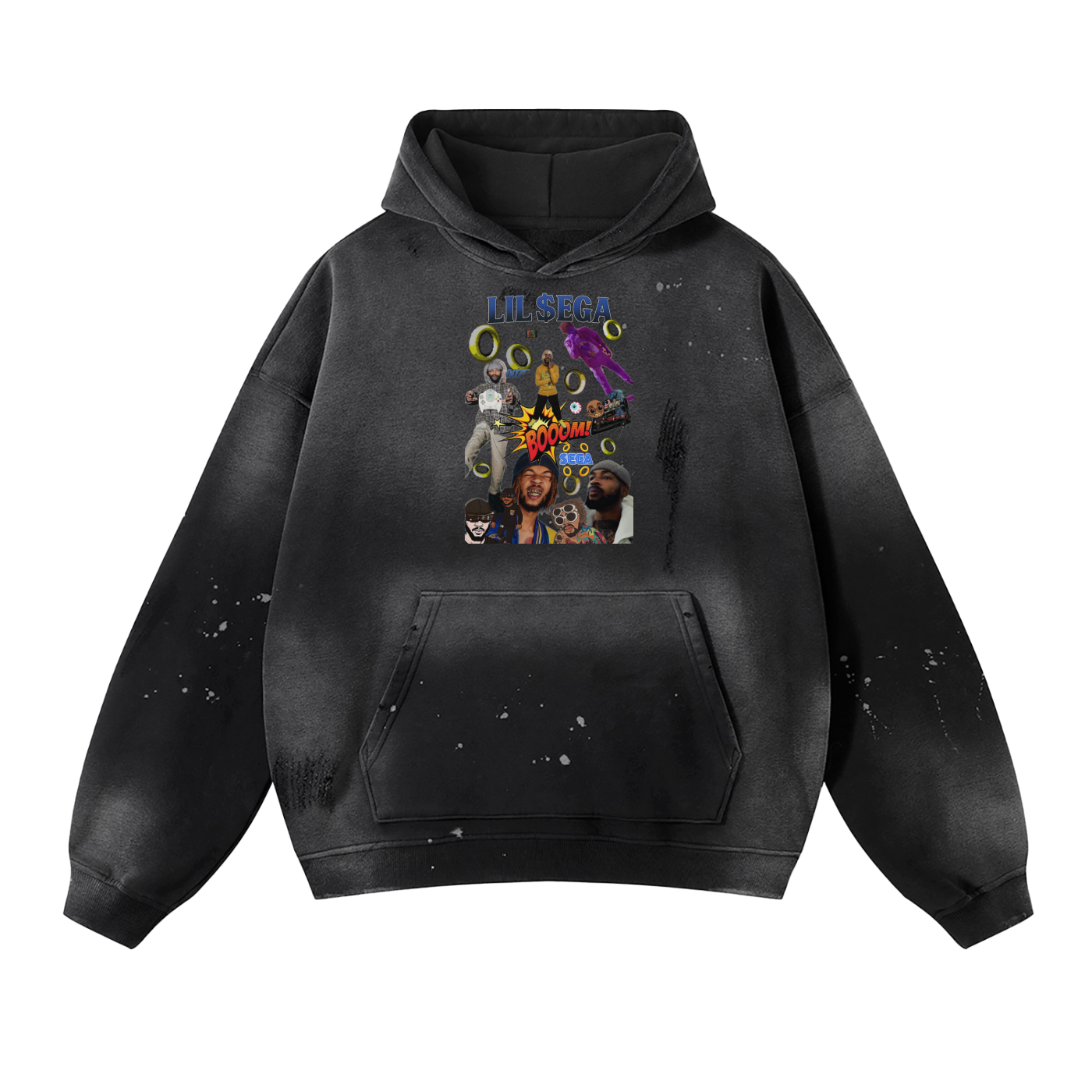 Vintage Wash Frayed Fleece Hoodie - 360 GSM