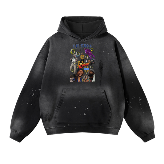 Vintage Wash Frayed Fleece Hoodie - 360 GSM