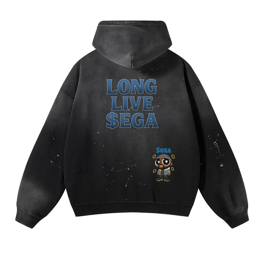 Vintage Wash Frayed Fleece Hoodie - 360 GSM